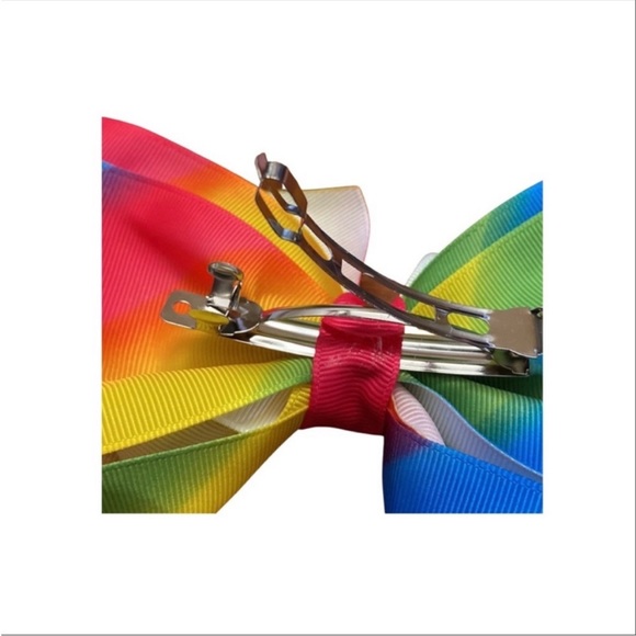 NWT Copper Key Hair Barrette Rainbow Bow with Rhinestones. Large. 6-7" - Picture 7 of 7